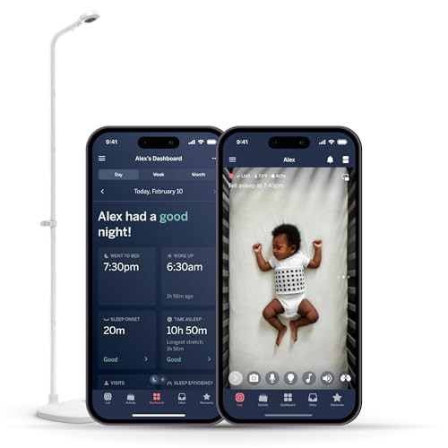 Nanit Pro Smart Baby Monitor & Floor Stand with Breathing Band, New Version - 1080p Wi-Fi Video & Sound Camera, Sleep Coach & Breathing Motion Tracker, 2-Way Audio, iOS and Android Compatible - White | Amazon (US)
