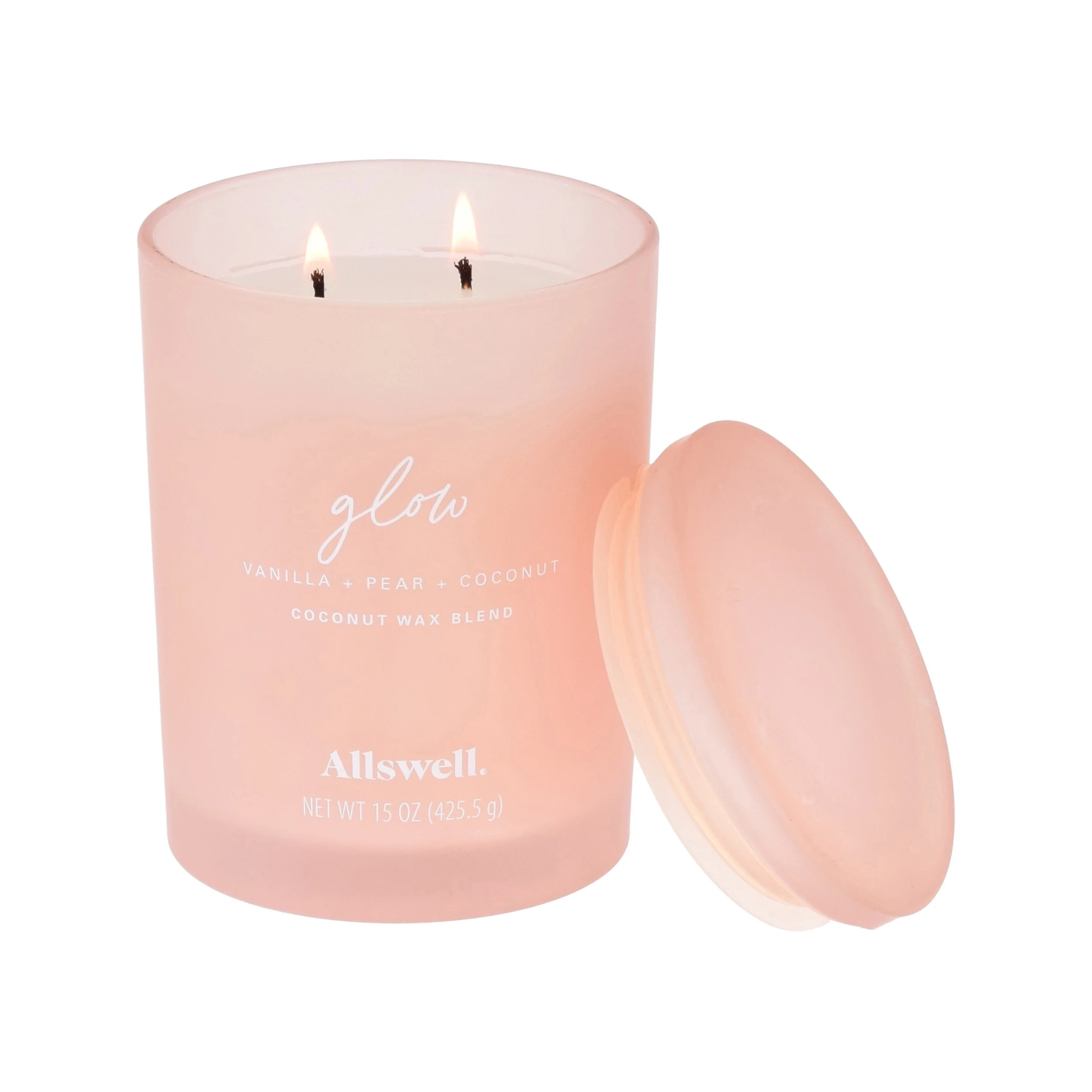 Allswell Glow (Vanilla + Pear + Coconut) Scented 2-Wick 15oz Spa Jar Candle | Walmart (US)