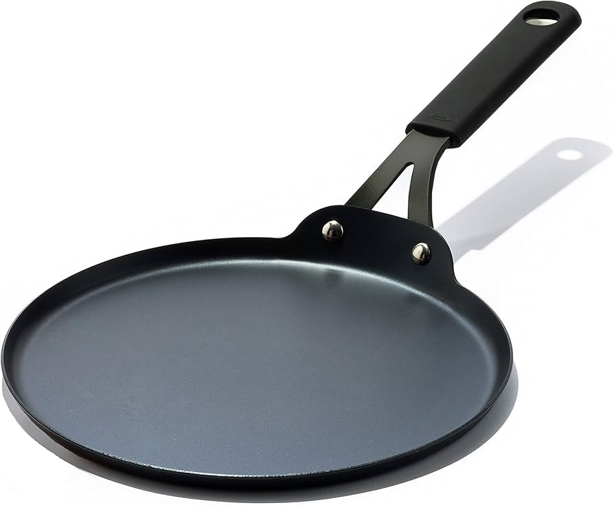 OXO Obsidian Pre-Seasoned Carbon Steel, 10" Crepe and Pancake Griddle Pan with Removable Silicone... | Amazon (US)