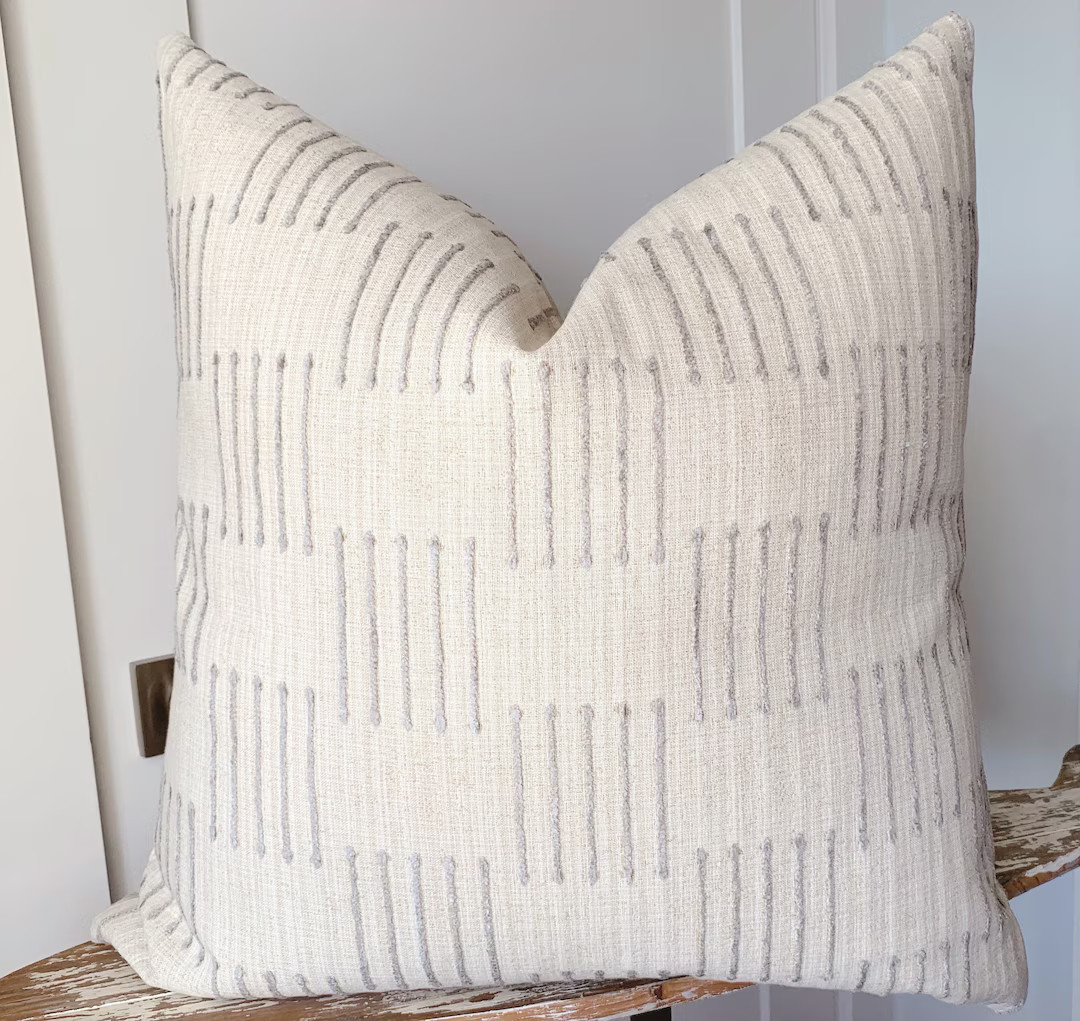 Dashed Checkered Pillow Neutral Decor Textural Pillow Cover |  Boho Modern Pillow | Mudcloth Look... | Etsy (US)