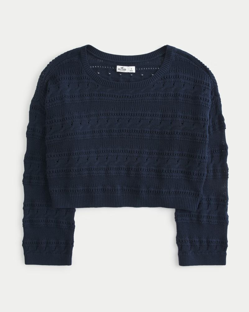 Easy Crochet-Style Crew Sweater | Hollister (US)
