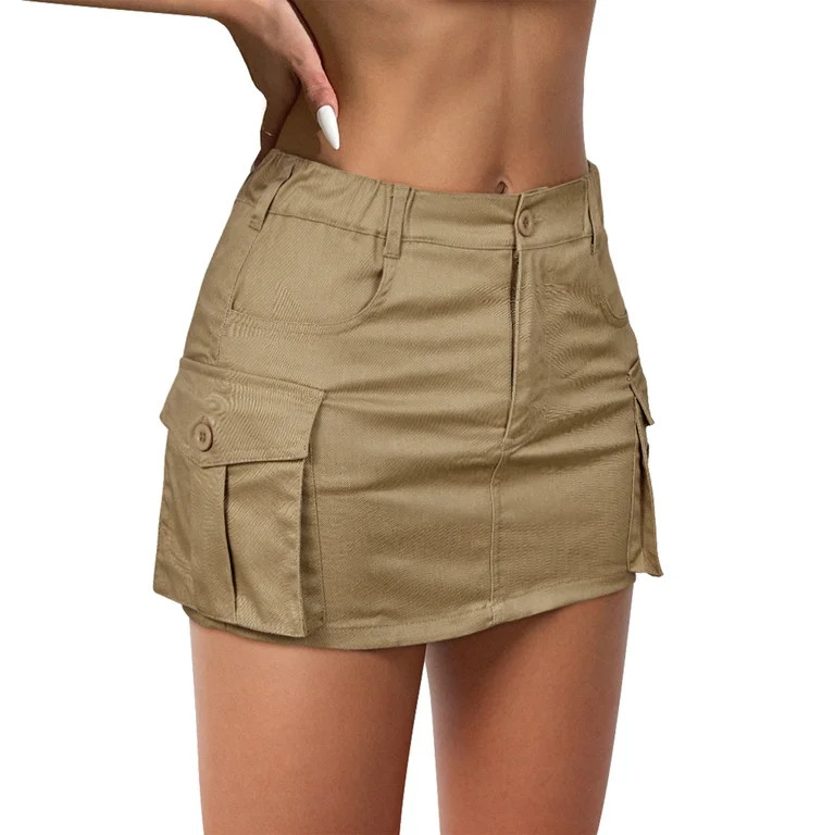 Zando Low Waist Cargo Skirt for Women Girls Vintage Mini Skirt Y2k Jean Skort Low Rise Short Deni... | Walmart (US)