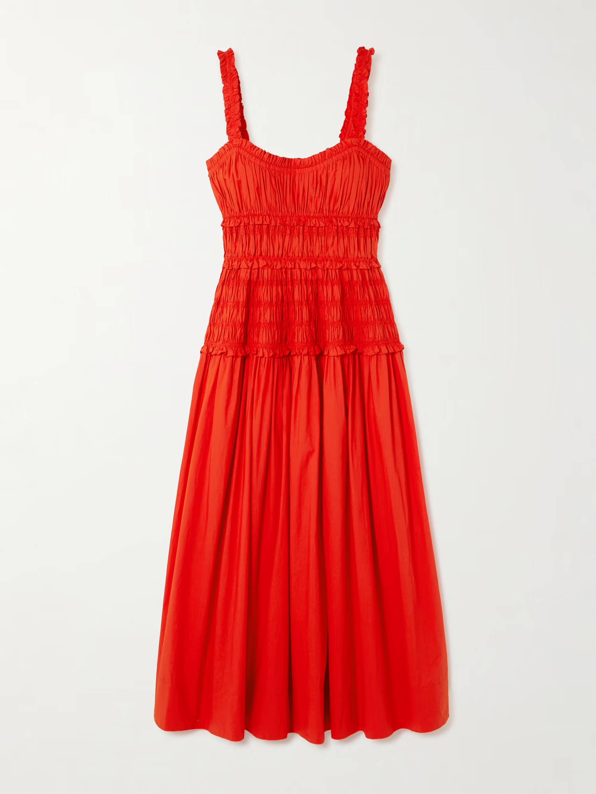 Marianne shirred cotton-poplin midi dress | NET-A-PORTER (US)