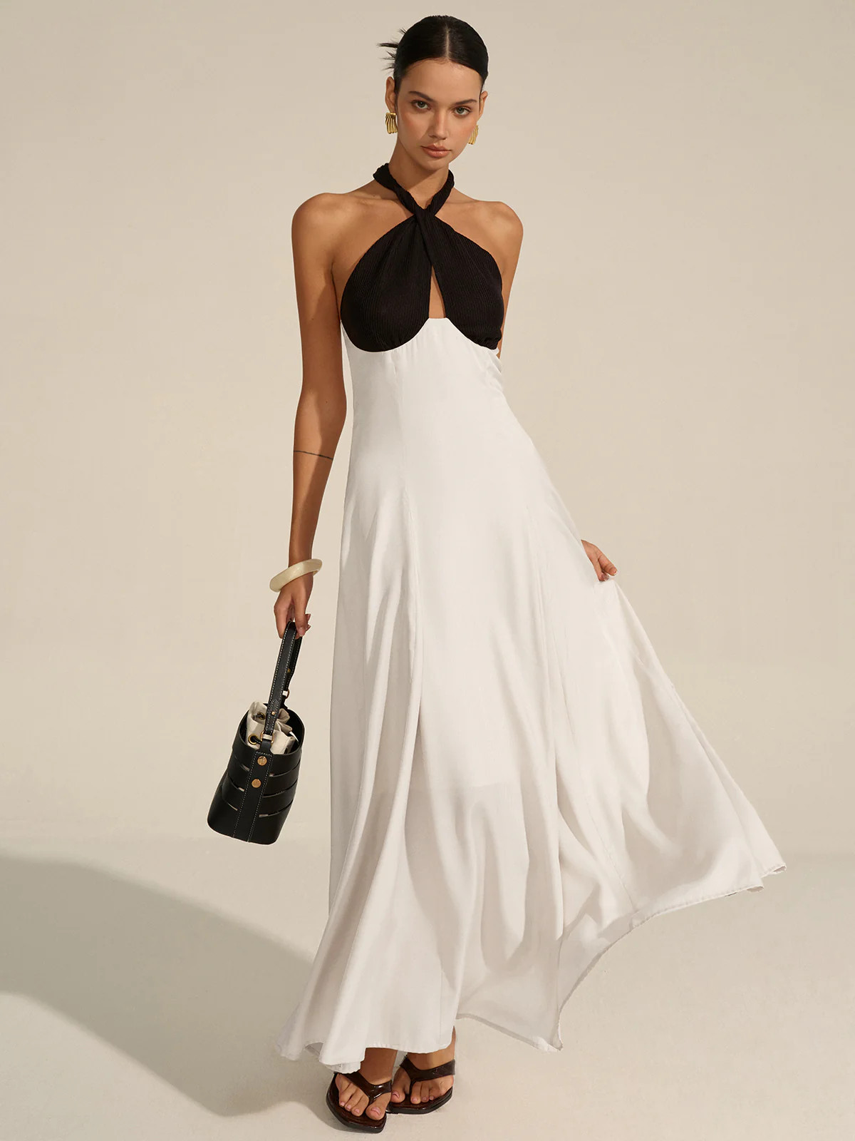 Halter Neck Cut-Out Maxi Dress | Commense