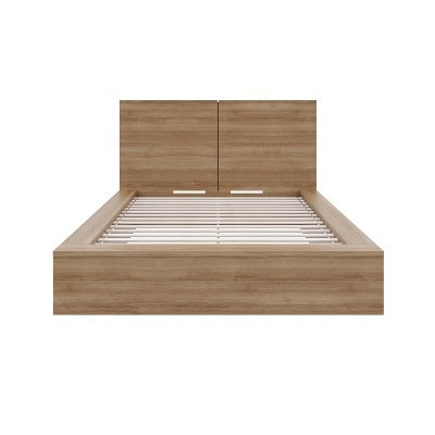 Nexera Full James Platfrom Bed with Headboard Brown Oak: Modern Style, Particle Board Frame, No Box Spring Needed | Target