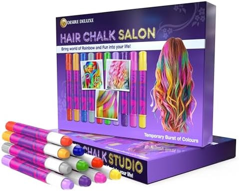 Desire Deluxe Girls Gifts Hair Chalk - 10 Temporary Washable Color Pens for Kids, Teenage, Make U... | Amazon (US)