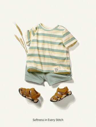 Cozy Cub Baby Boy Tropical Print Tank Top & Shorts | SHEIN