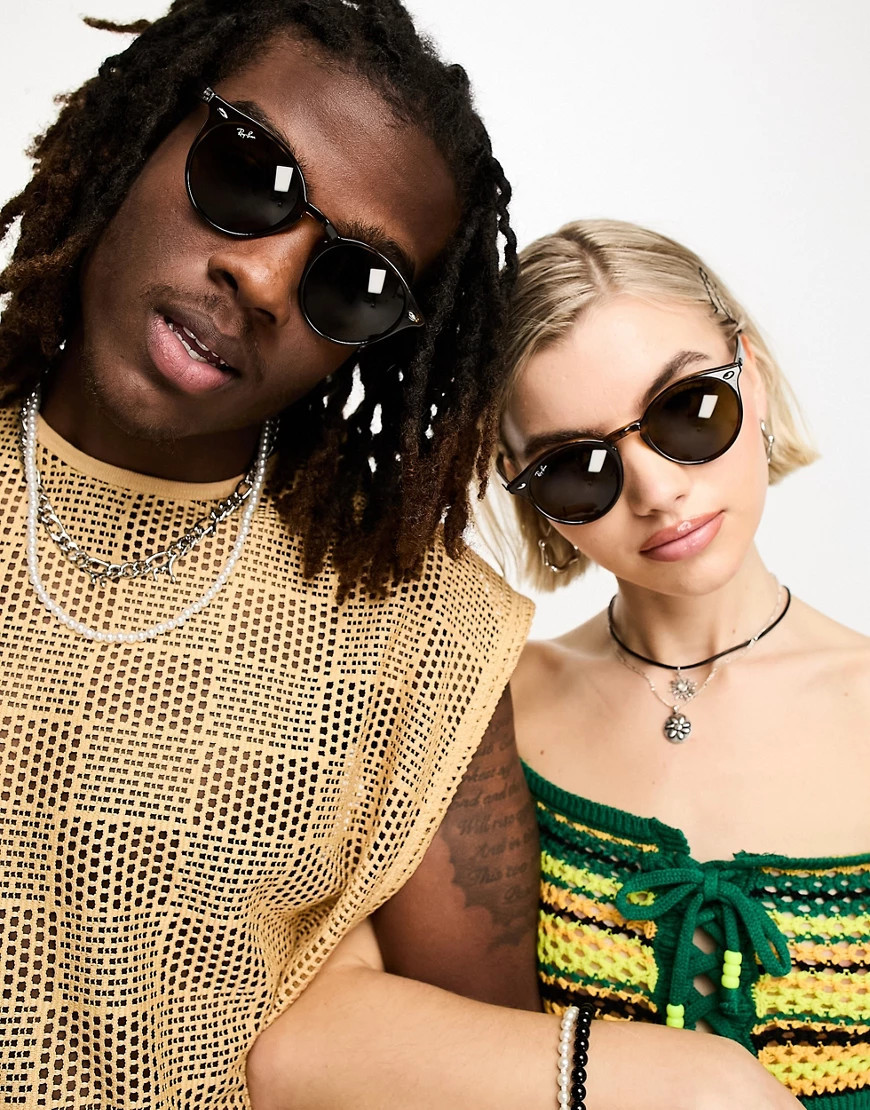 Ray-Ban round sunglasses in brown 0rb2180 | ASOS (Global)