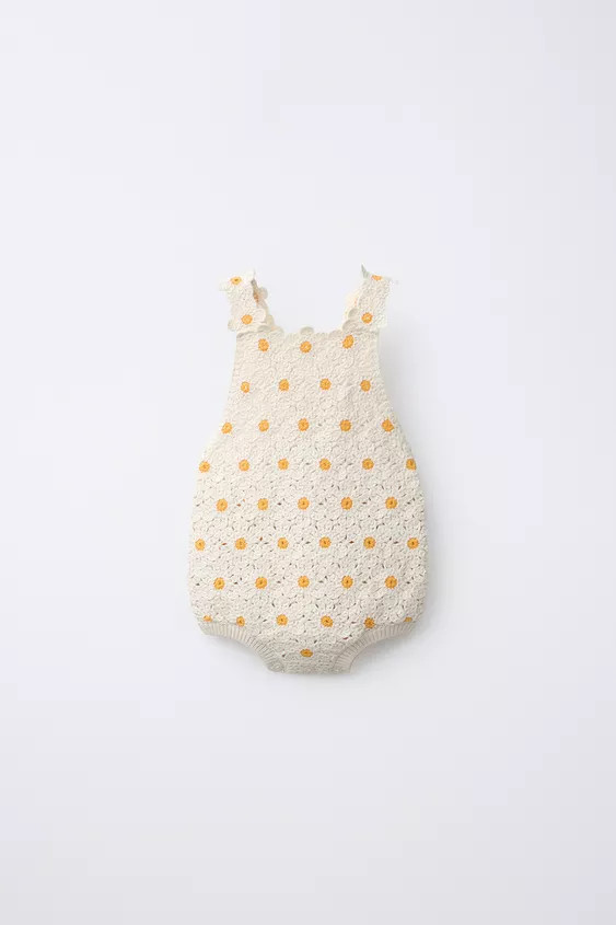 PLAIN CROCHET DAISY ROMPER | Zara US