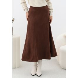 Faux Suede Seamed Mermaid Hem Maxi Skirt | Chicwish