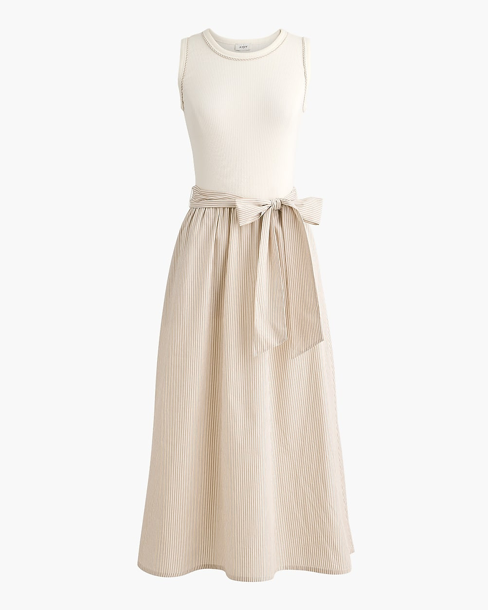Tie-waist mixed-media midi dress | J.Crew Factory