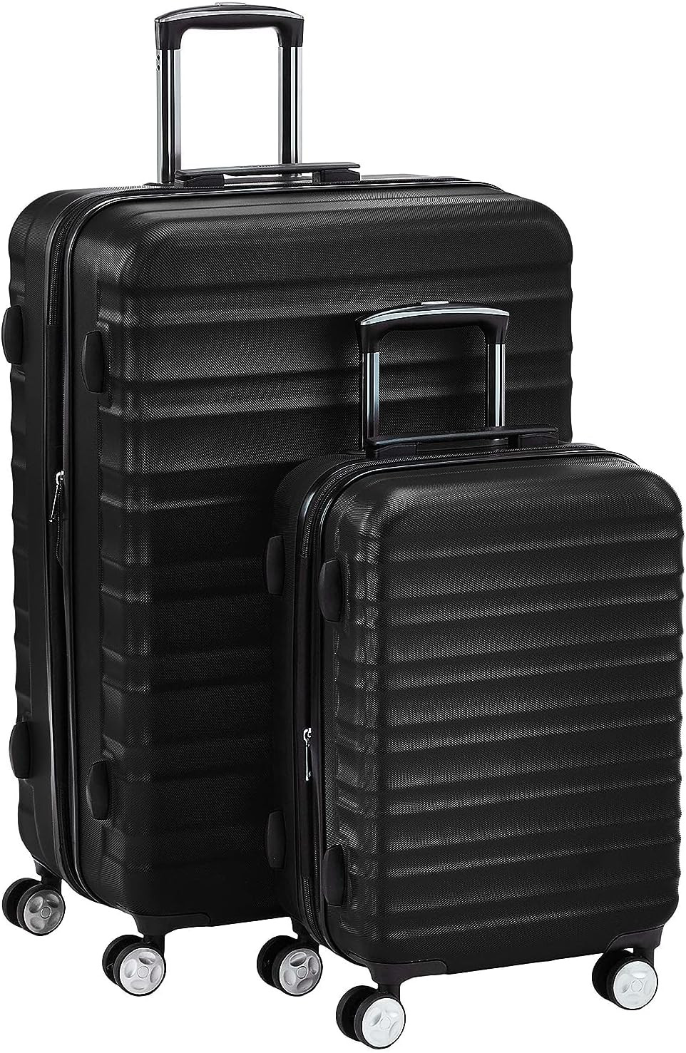 Amazon Basics 2 Piece Hardside Spinner Suitcase Luggage with Wheels, 20-Inch, 28-Inch, Black | Amazon (US)