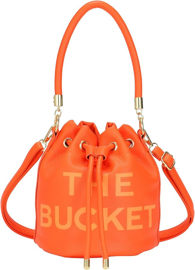 JQAliMOVV Mini Leather Bucket Bags for Women Drawstring Bucket Purse Crossbody Handbags Hobo Bag | Amazon (US)