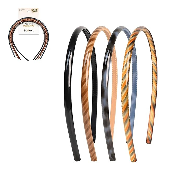 Scunci by Conair Effortless Beauty Skinny headband -plastic Headbands for Women and Men - hair ac... | Amazon (US)