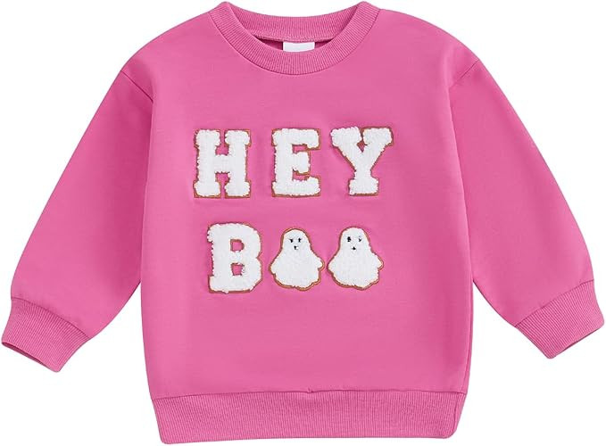 ZyHwShine Toddler Baby Girl Halloween Outfit Hey Boo Pumpkin Sweatshirt Crewneck Pullover Long Sl... | Amazon (US)