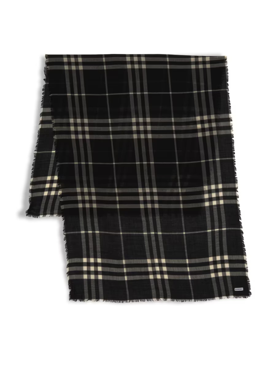 Shop Burberry Giant Check Lightweight Wool Scarf | Saks Fifth Avenue | Saks Fifth Avenue