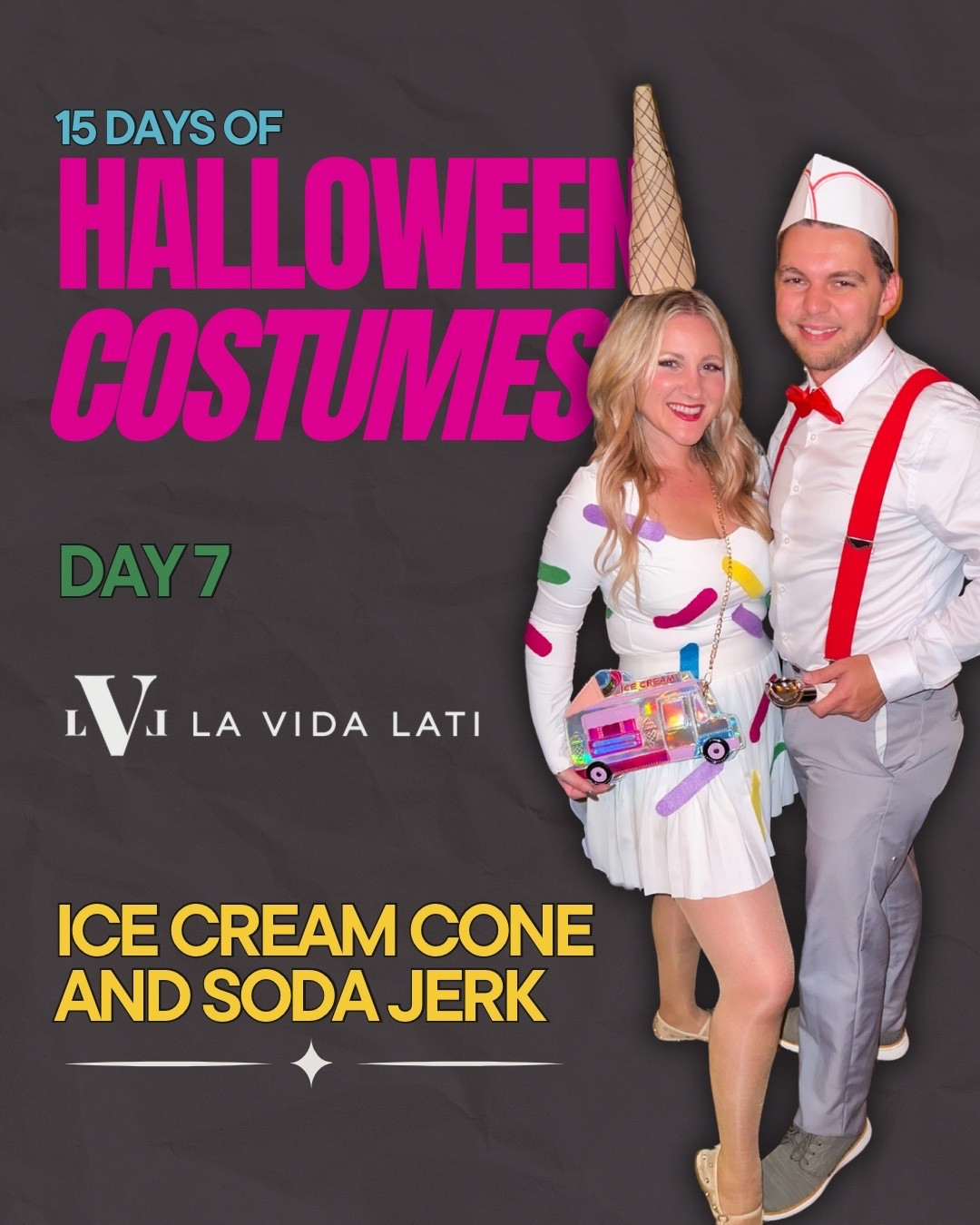Ice Cream Cone & Soda Jerk 🍨❤️
Our first Halloween together! We DIY’d the sprinkles right in our hotel room before heading out for the night.
Perfect easy-travel costume idea if you’re heading out of town for Halloween! Linked similar pieces to recreate it below 👇
#couplescostume #LaVidaLati

#LTKHalloween #LTKSeasonal #LTKMidsize