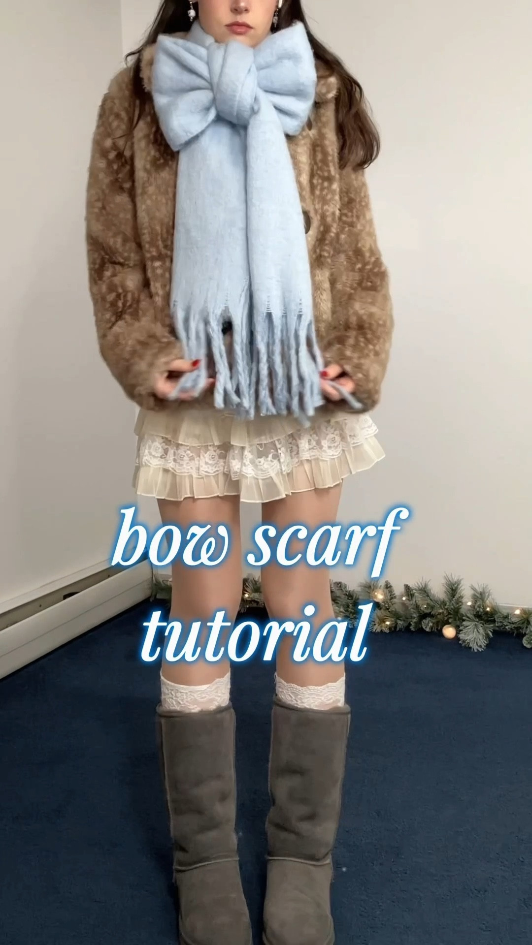 bow scarf tutorial 🎀

this cool blue color is one of my favorite @pinterest trend predictions for 2026 - I've wanted to try this winter scarf hack forever. I tried a whole bunch of then it was kinda fun honestly

#pinterestaesthetic #pinterestoutfit #fashionhacks 

#LTKHoliday #LTKootd #LTKgrwm