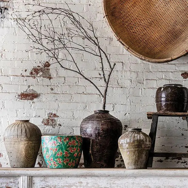 Textured Rice Wine Decorative Jar | Antique Farm House