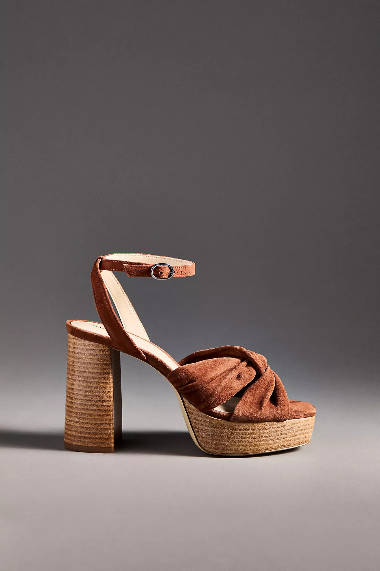 Maeve Leather Knot Platform Wood-Bottom Sandals | Anthropologie (US)