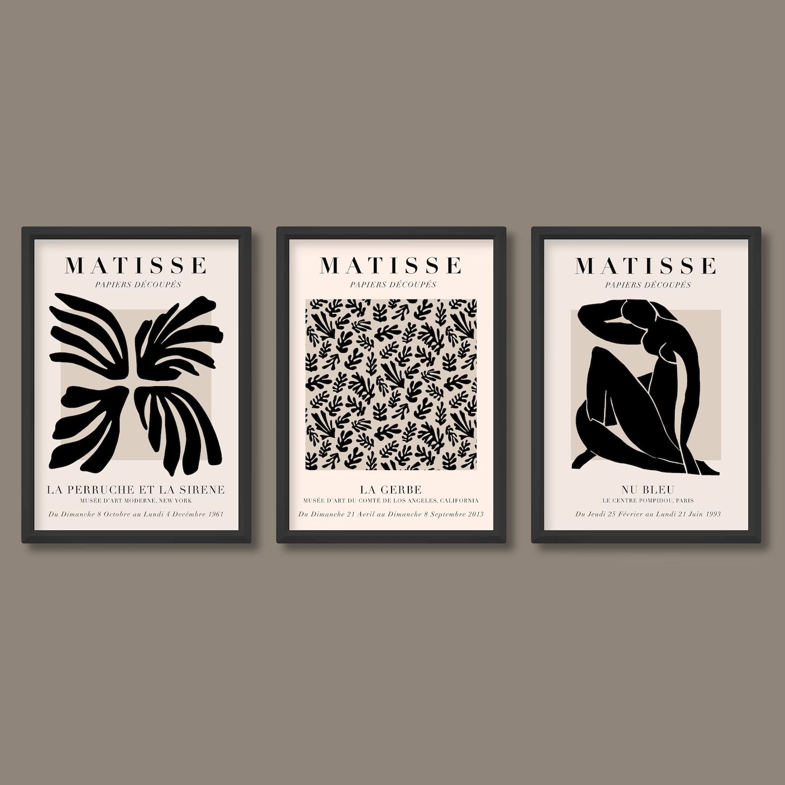 Henri Matisse Inspired Exhibition Posters Set of 3  Black - Etsy | Etsy (US)