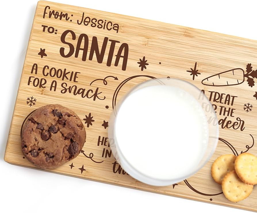 Custom Wooden Christmas Cookies and Milk for Santa Tray, Personalized Treats Serving Board Platte... | Amazon (US)