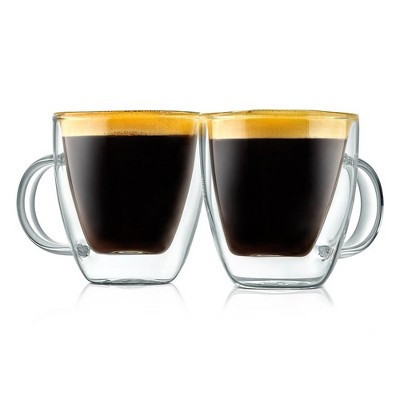 NutriChef 2 Pcs. of Clear Glass Coffee Mug - Elegant Clear Glasses with Convenient Handles, For Hot and Cold Drinks | Target