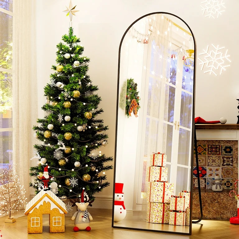 BEAUTYPEAK Arched Full Length Floor Mirror 64"x21.1" Full Body Standing Mirror,Black | Walmart (US)