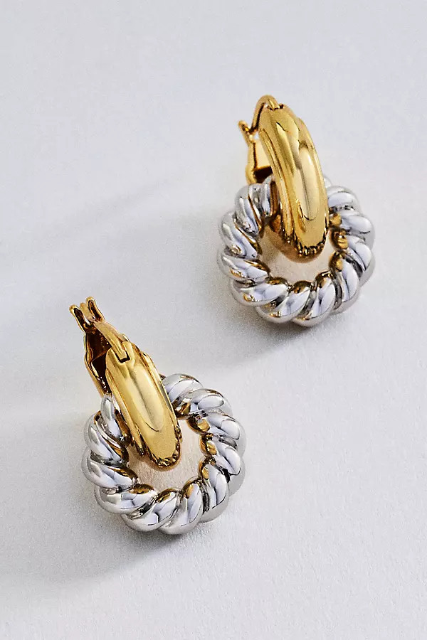 Luv AJ Two-Tone Rope Interlock Hoops | Anthropologie (US)