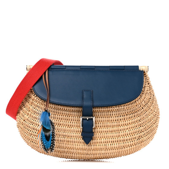 Swift Wicker Picnic Fishing Bag Bleu de Prusse | FASHIONPHILE (US)