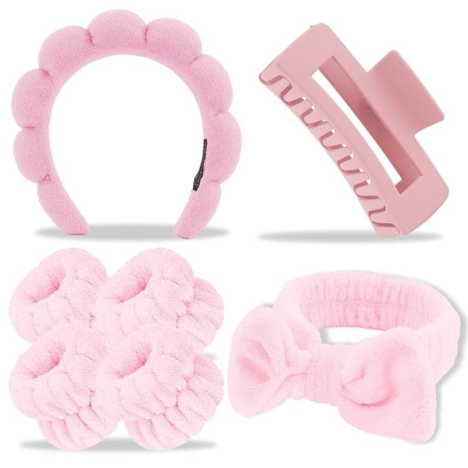 Canitor Spa Headband Wrist Bands Hair Clips Set Skincare Makeup Self Skin Care for Women Washing ... | Amazon (US)