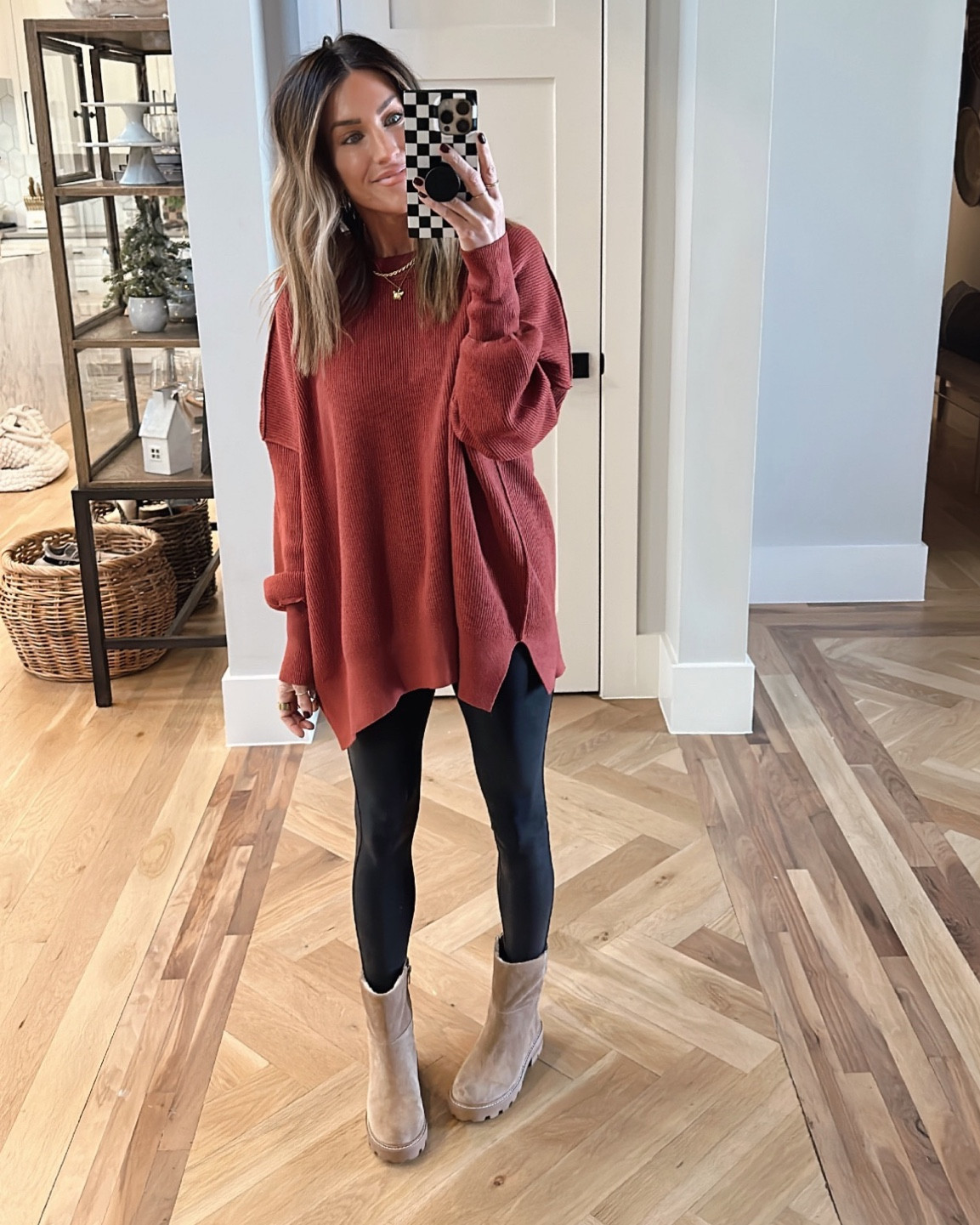Size medium in Amazon sweater 
Leggings are 20% OFF🙌🏽
Code: CYBER on these boots 
Code: JEN30 on necklaces 



#LTKshoecrush #LTKsalealert #LTKstyletip