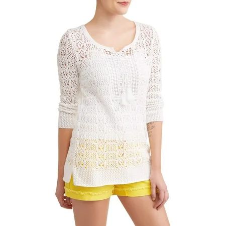 Women's Crochet Pullover with Tassels | Walmart (US)