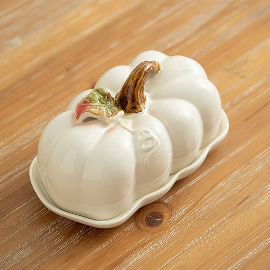 Pumpkin Butter Dish with Lid Ceramic Butter Keeper - for Butter, Dishes, Fruits - Butter Dish for... | Amazon (US)