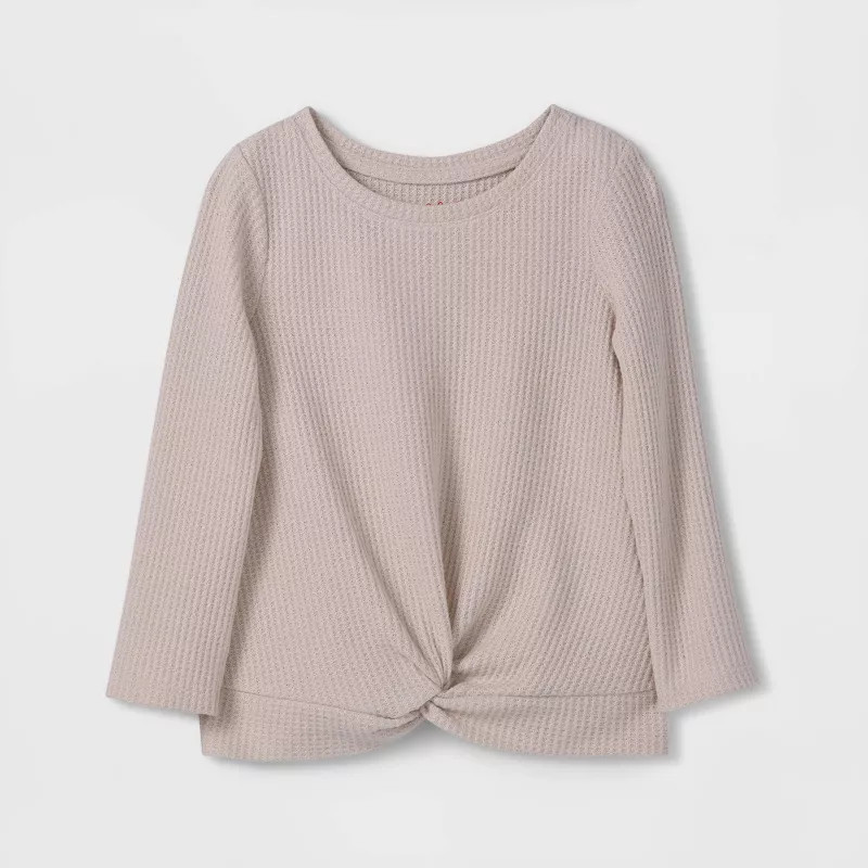 Toddler Girls' Solid Cozy Waffle Long Sleeve Top - Cat & Jack™ | Target