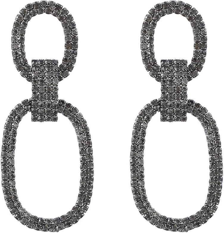 Dangle Drop CZ Oval Statement Earrings Crystal Rhinestone Chandelier Dangling Exaggerated Big Stu... | Amazon (US)