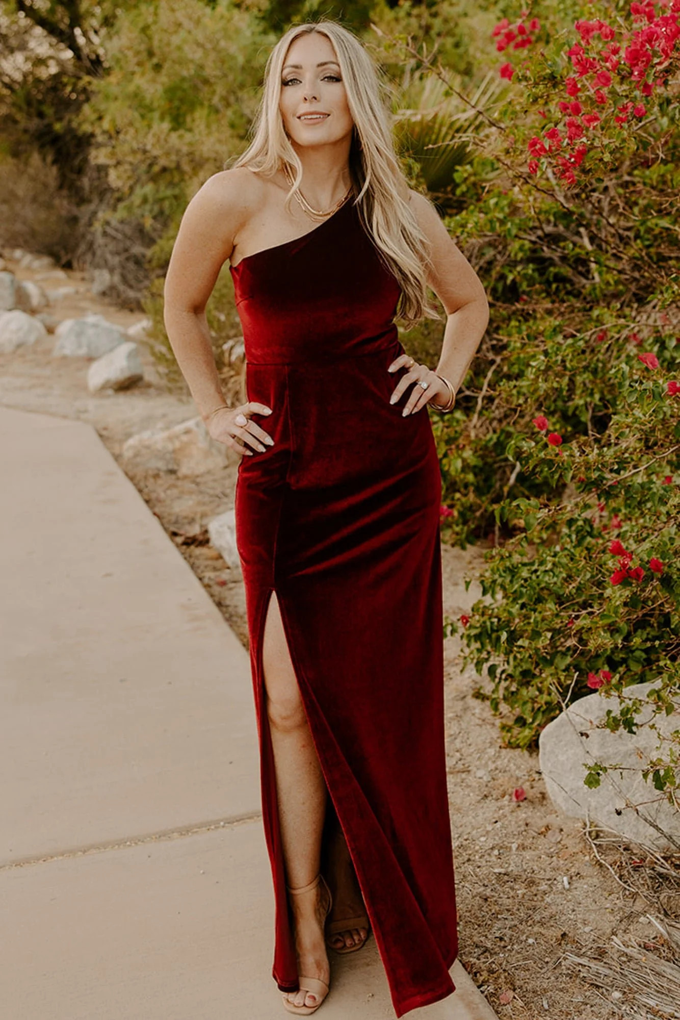 Tatiana Velvet One Shoulder Maxi Dress | Merlot | Baltic Born
