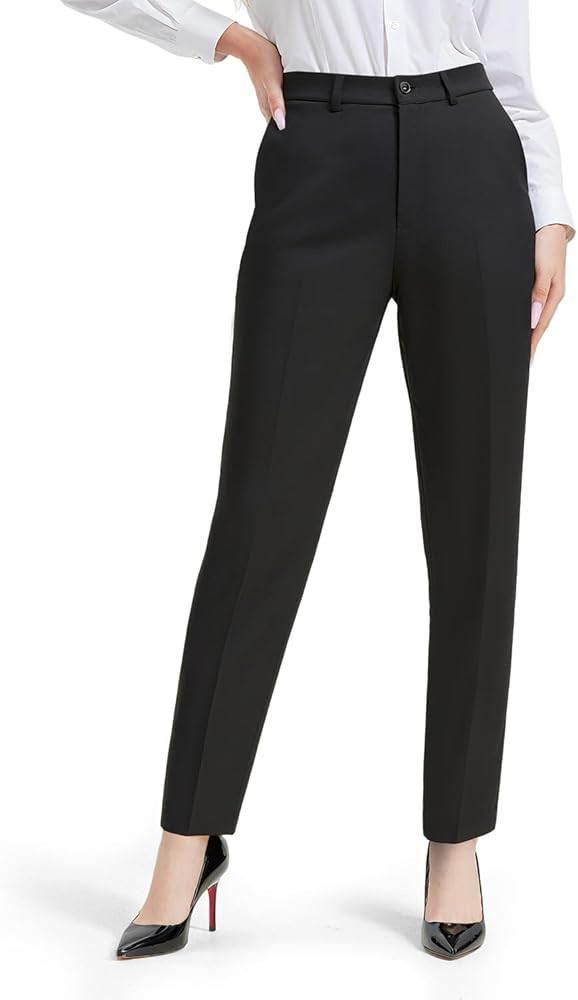 Zylioo Tall Women's Dress Pants 32/34 Inseam Mid Waisted Office Pants for Women Relaxed Fit Strai... | Amazon (US)
