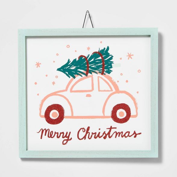 Merry Christmas Car with Tree on Top Hanging Sign - Wondershop&#8482; | Target