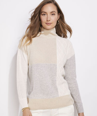 Cashmere Patchwork Mockneck Sweater | vineyard vines