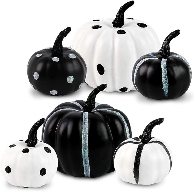 DomeStar Halloween Artificial Pumpkins, 6PCS Faux Pumpkins 2 Sizes Fall Decor Pumpkins Mini Pumpk... | Amazon (US)
