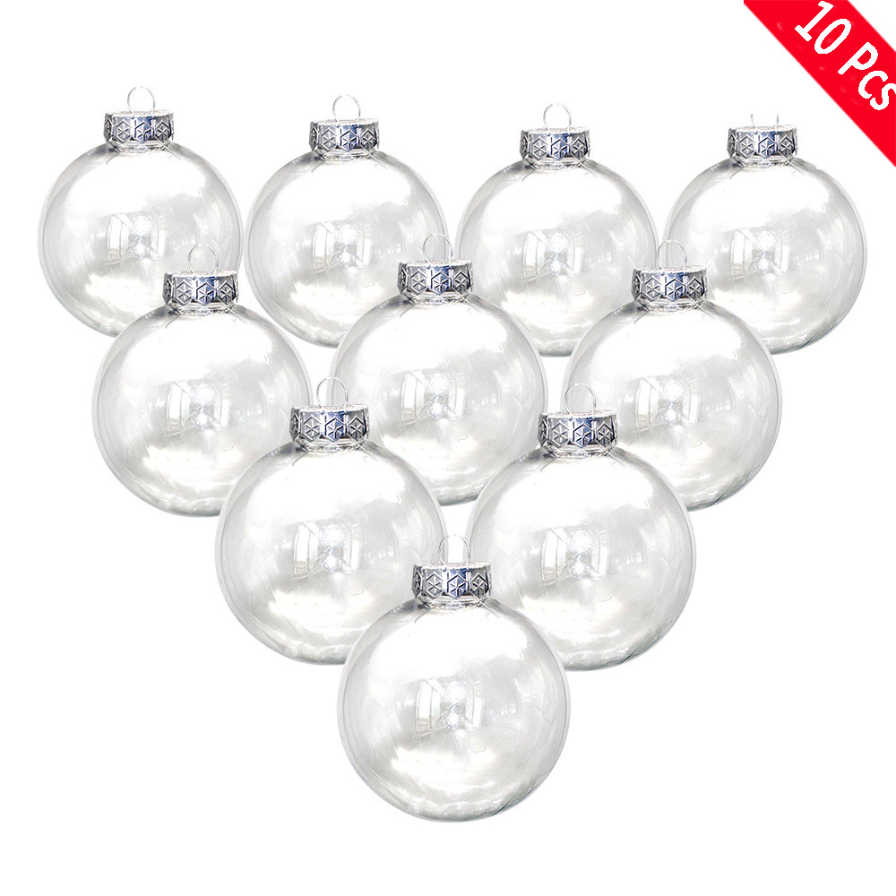 Ecosprial 10 Pcs Clear Plastic Fillable Ornament Balls,Removable Top Clear Hanging Ornaments Ball... | Walmart (US)