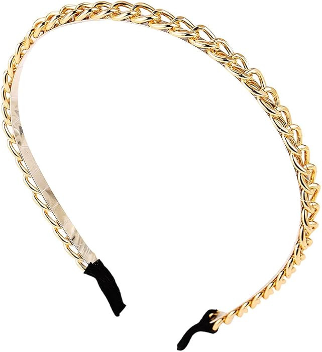 Thin Metal Headbands with Hoop Chain - Cute Headwear Hair Accessories for Women and Girls | Amazon (US)