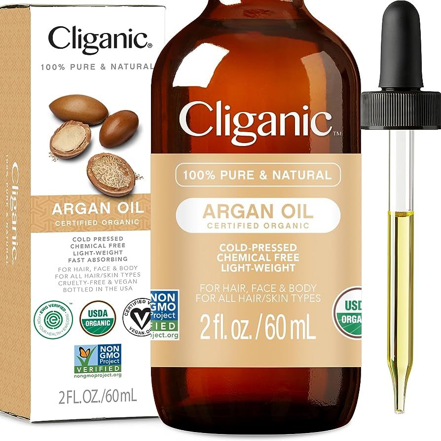 Cliganic Organic Argan Oil, 100% Pure - for Hair, Face & Skin | Cold Pressed Carrier Oil | Amazon (US)