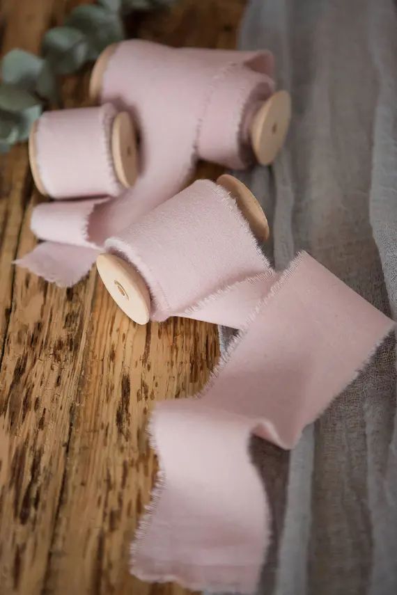 Hand dyed Blush ribbon 2" Cotton bridal bouquet  blush ribbon, Wedding decor ribbon, gift wraps, ... | Etsy (US)