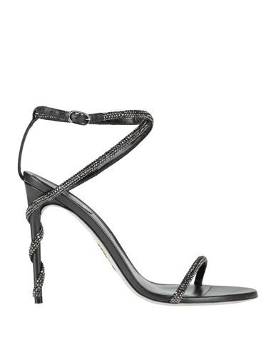 Rene' Caovilla Woman Sandals Black Size 9 Leather, Textile fibers | YOOX (US)