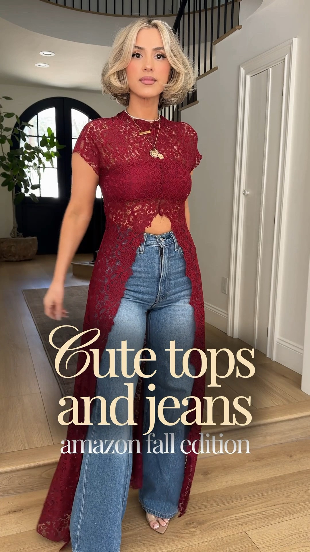 Cute tops & jeans | Amazon fall edition! 🥰 these are perfect for date night, brunch with the girls, any kind of special event or dinners! 

Jeans are 27x30 
Tops small

The first burgundy long top is part of a matching set and I’m wearing it with the burgundy Bandeau top that I linked below.

#LTKgrwm #LTKU #LTKootd