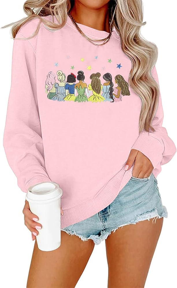 KIDDAD Magical Sweatshirt for Women Embroidered Princess Sweater Magic Family Vacation Shirt Casu... | Amazon (US)