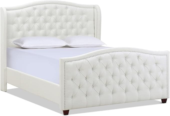 Jennifer Taylor Home Marcella Collection Queen Wingback Tufted Hand-Applied Nail Heads Upholstere... | Amazon (US)