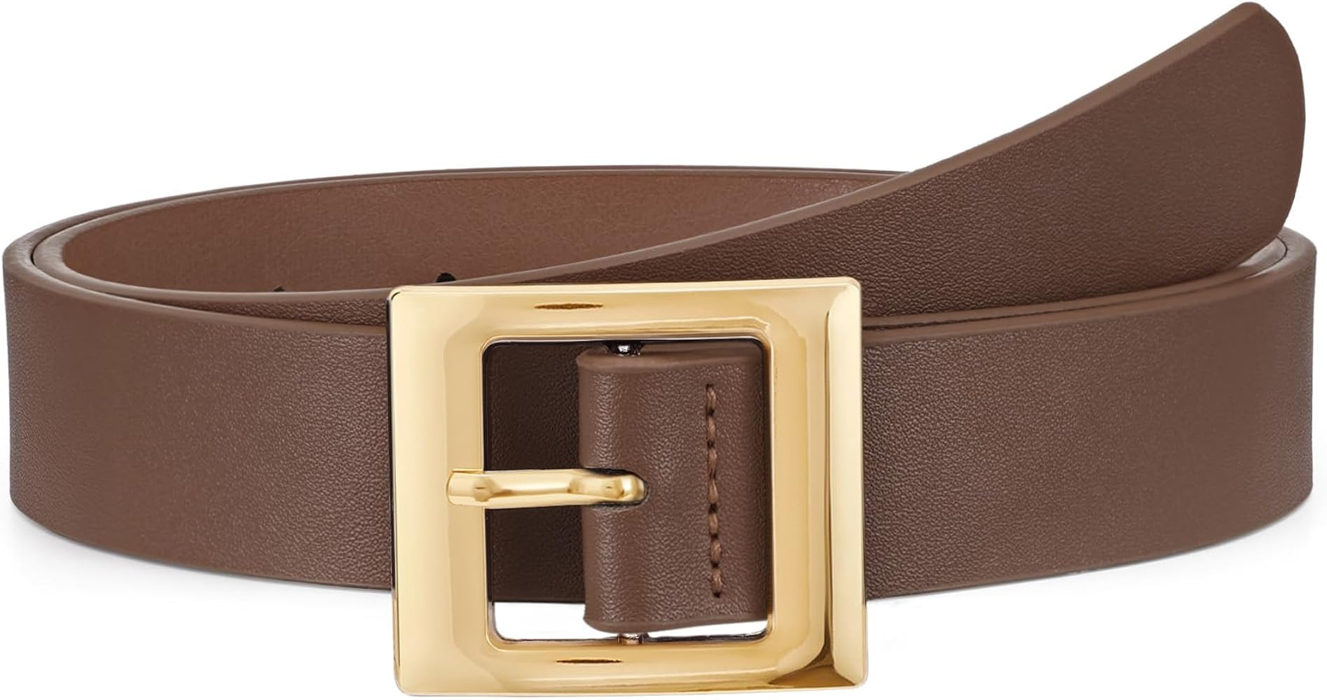 WHIPPY Women Fashion Leather Belt for Jeans Pants Dress Ladies Black Belts with Square Gold Buckl... | Amazon (US)